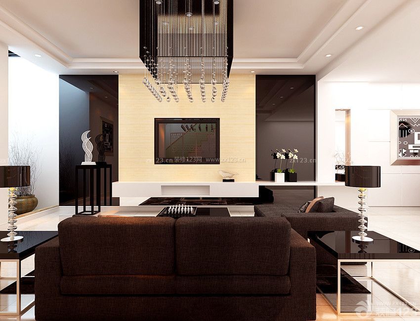 欧式家装设计效果图 四室两厅 时尚客厅 电视背景墙