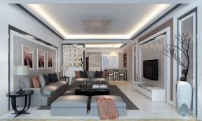 现代设计风格 家居客厅装修效果图 天花板吊顶 水晶灯