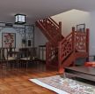 中式风格室内阁楼实木楼梯扶手设计效果图