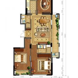 荣安中央公园户型图D户型 3室2 面积:118.00m2