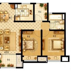 信达蓝爵户型图B户型图 2室1厅 面积:80.00m2