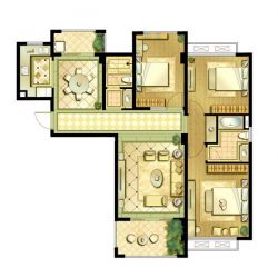 鑫苑世家户型图1栋A户型三室两 面积:111.00m2