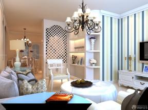 地中海风格贴图 新房客厅装修效果图 条纹壁纸