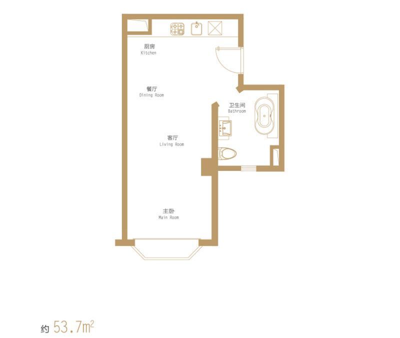 南京西路公馆户型图户型图 1室 面积:53.70m2