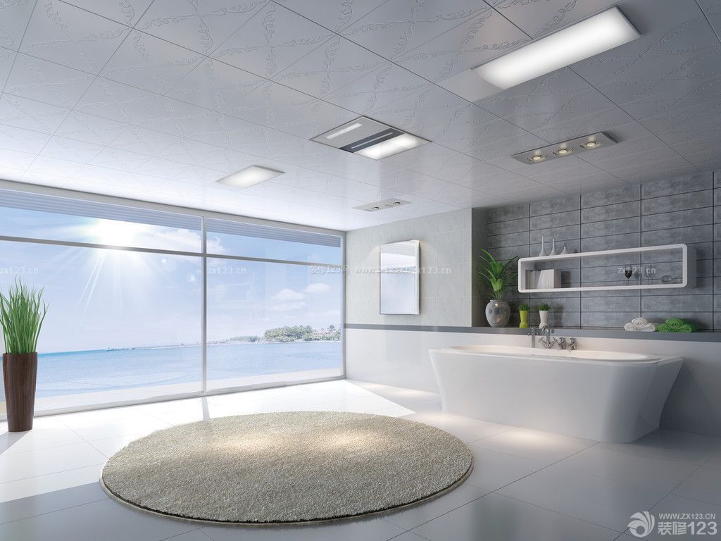 现代别墅2014浴室吊顶铝扣板效果图欣赏