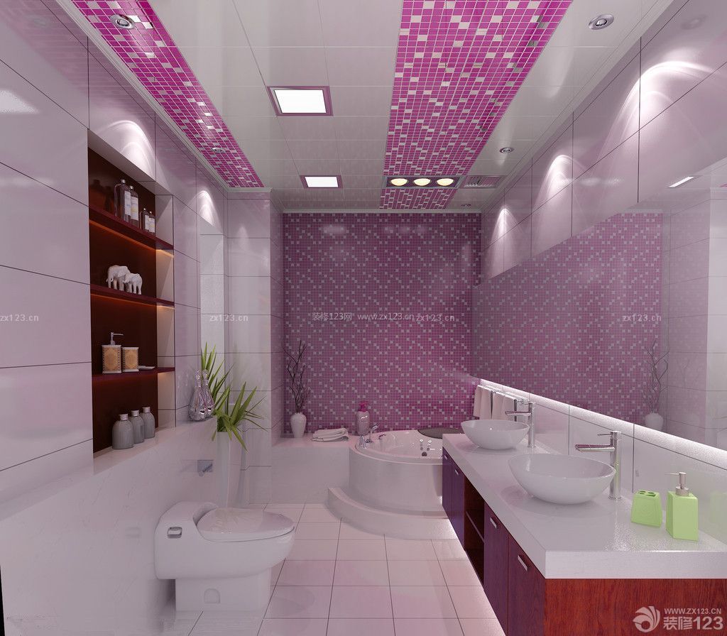 绚丽温馨小户型浴室铝扣天花板吊顶效果图