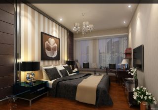 现代设计风格三室两厅卧室装修设计床头背景墙图