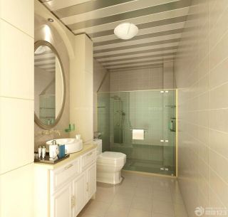 简欧风格小户型浴室条形铝扣板吊顶效果图欣赏