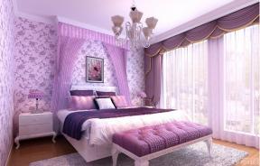 卧室颜色搭配双人床背景墙壁纸效果图欣赏