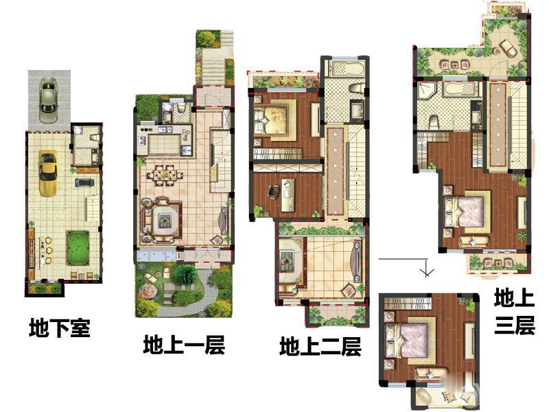 景瑞望府户型图别墅户型 5室2厅 面积:139.00m2