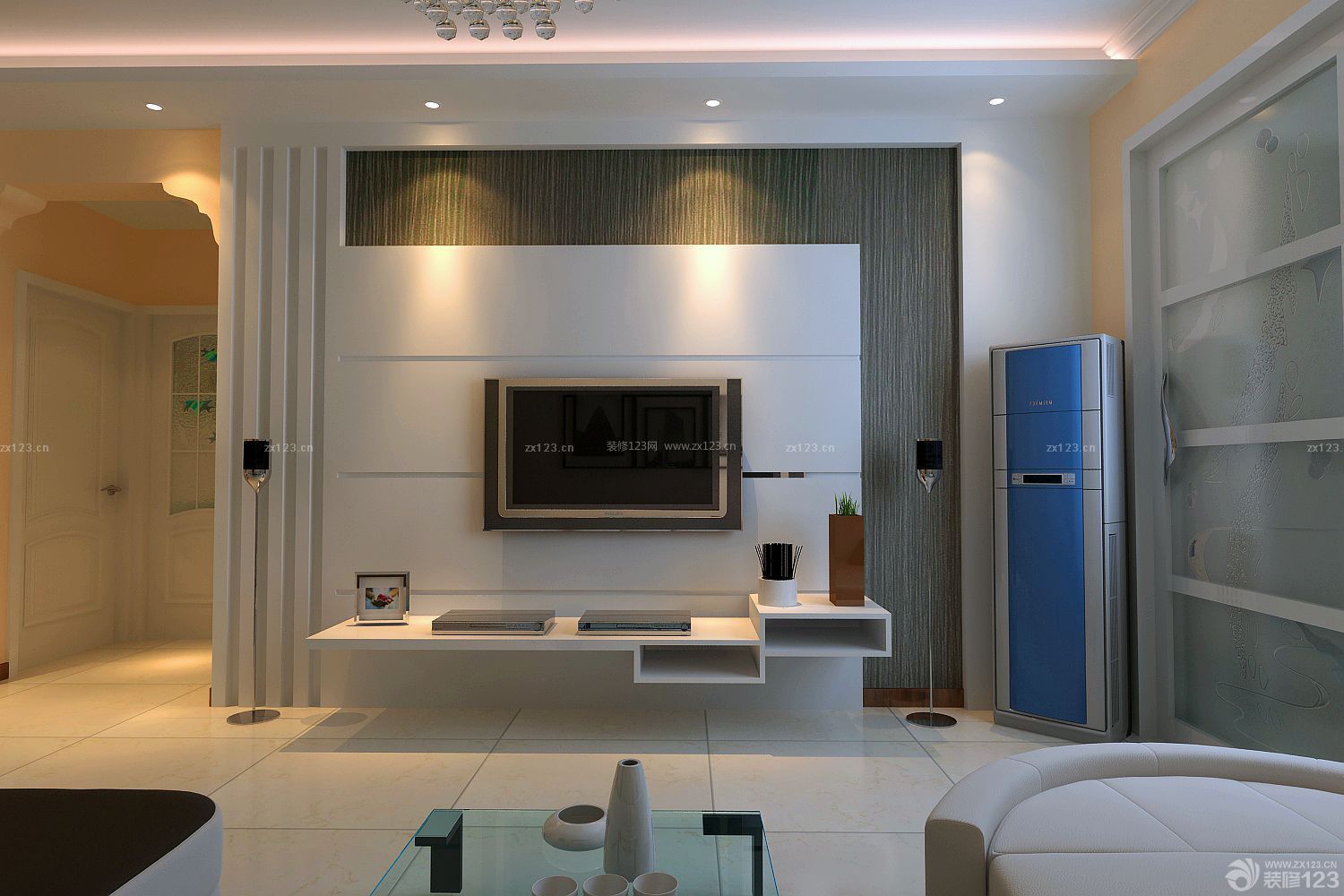 现代设计风格小户型时尚客厅室内电视背景墙装修图欣赏