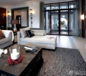 新中式风格 最新客厅装修效果图 贵妃榻 地毯