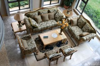 复式楼组合沙发欧式家装设计效果图 