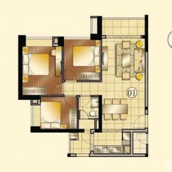 合景天峻户型图A1栋/A2栋/A4栋 面积:90.00m2