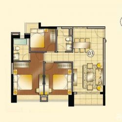 合景天峻户型图A3栋03户型 3室 面积:90.00m2