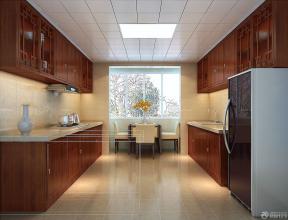 现代美式混搭风格厨房吊顶铝扣板效果图