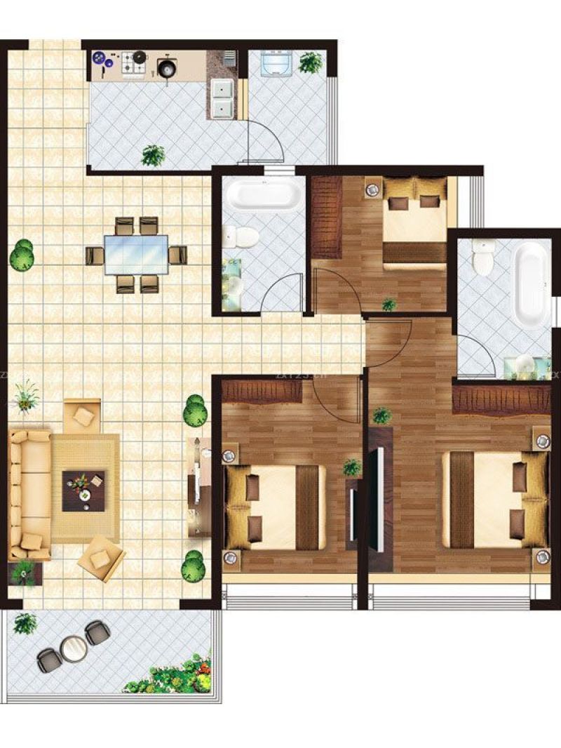 天美小岛户型图1栋04单元117平 面积:116.78m2