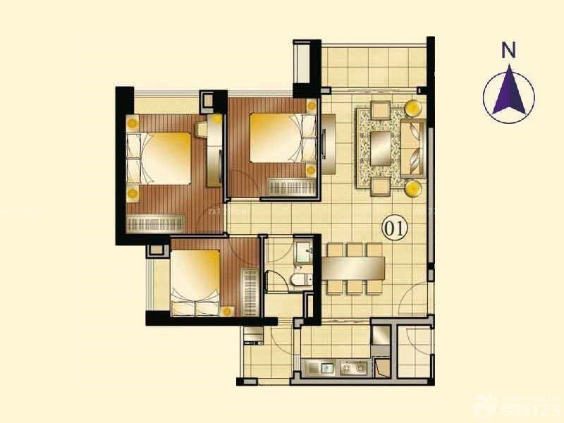 合景天峻户型图A1栋/A2栋/A4栋 面积:90.00m2