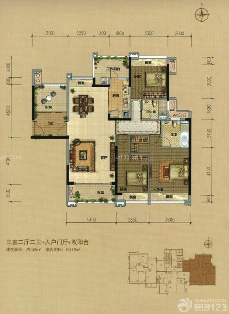 佳兆业·滨江1号户型图12座01户 面积:142.00m2