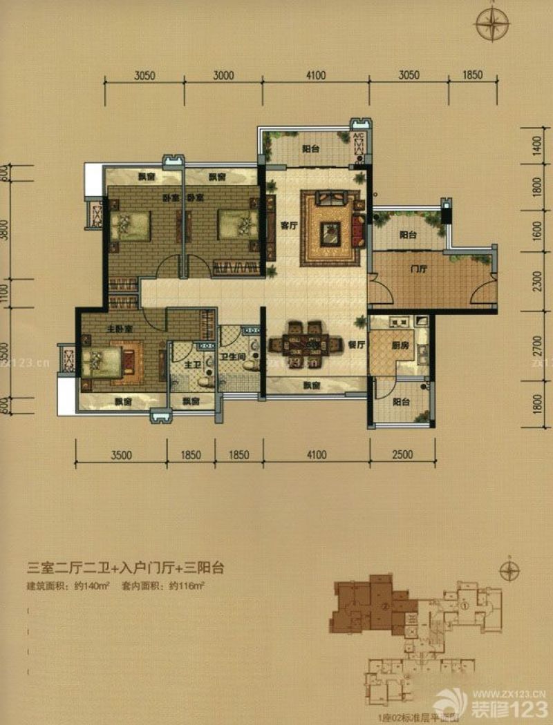 佳兆业·滨江1号户型图1座02户 面积:140.00m2