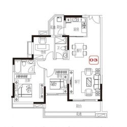 芙蓉春晓户型图6栋03户型 3室2 面积:104.45m2