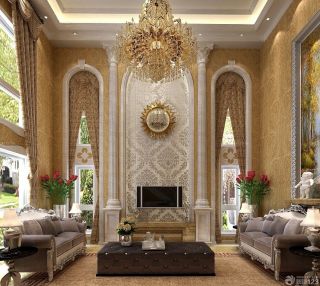 欧式风格别墅客厅窗帘装饰效果图