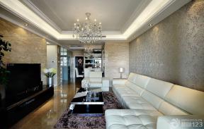 现代设计风格长方形客厅软沙发装修图