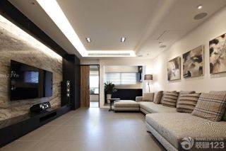时尚现代设计风格三室两厅长方形客厅软沙发装修图