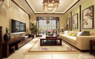 中式仿古装修新房客厅实木茶几图欣赏