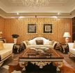 美式家装大客厅组合沙发背景墙画装修图欣赏
