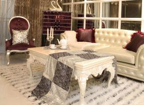 欧式家装设计效果图 小客厅 白色茶几