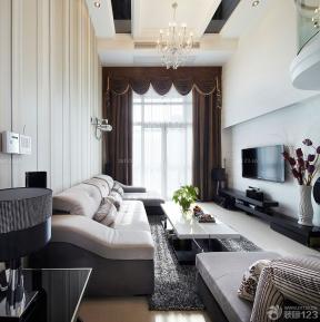最新现代设计风格小复式新房客厅多人沙发装修图