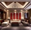 新中式风格大客厅组合沙发背景墙设计图欣赏