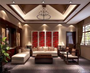新中式风格 大客厅 组合沙发 背景墙设计