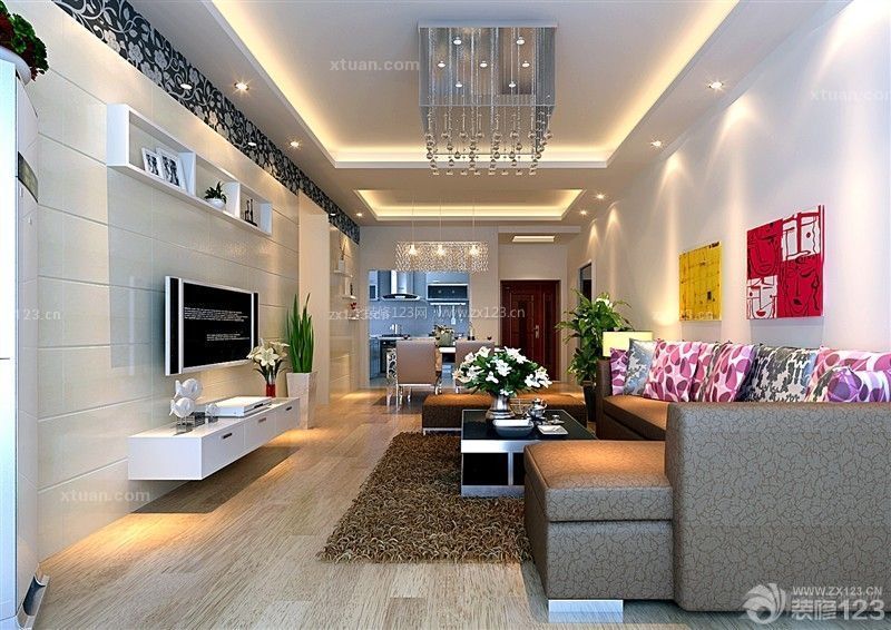现代风格颜色搭配 100平米房子 三室一厅 时尚客厅
