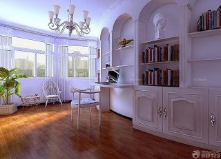 欧式家装设计大书房实木地板装修图欣赏