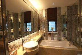 卫生间洗手盆图片 大理石包裹浴缸 浴室装修马赛克 卫生间设计 