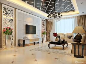 欧式家装设计效果图 正方形客厅 电视背景墙