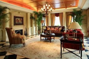 家装客厅设计 地毯 多人沙发 
