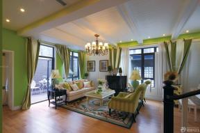 田园风格客厅绿色窗帘设计案例欣赏