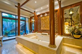砖砌浴缸 家居浴室装修效果图 屏风设计 