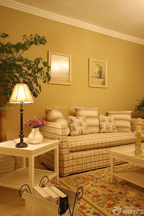 田园风格客厅装修沙发背景墙设计效果图