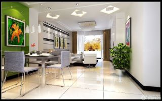 现代设计风格两室一厅家庭餐厅泛白色地砖装修图欣赏