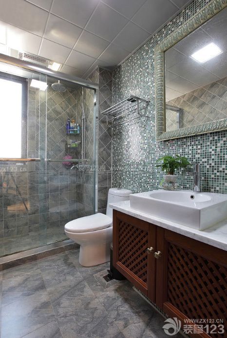 家庭装修混搭风格卫生间马赛克墙面图片