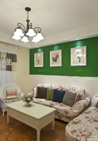田园风格家居客厅沙发背景墙装修图片