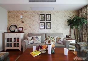 美式客厅装修效果图大全2014图 照片墙 布艺沙发 