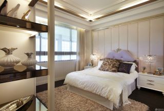100平米房子卧室装修设计双人床软包背景墙图