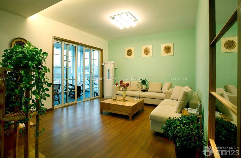 90平米家居现代中式客厅吸顶灯设计图片