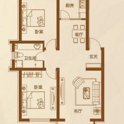 格林·繁荣里户型图F户型 2室2 面积:92.00m2