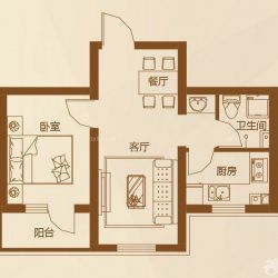 格林·繁荣里户型图K户型 1室2 面积:49.00m2